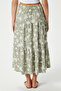 Women's Caty Elastic Waist Khaki Cream Long Skirt - 6