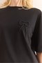 Women's Black Pearl Ribbon Detailed Regular Fit Cotton T-Shirt Tsh-19000899 - 6