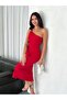 One Shoulder Gold Buckle Slit Bodycon Dress - 3