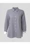 Cotton Blended Line Pattern Basic Tunic Navy Blue - 8