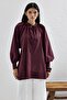 Front Tie Draped Voile Burgundy Shirt - 6