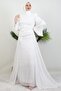 Yoryo Dress with Flared Sleeves White