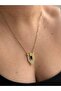 Steel Gold Navy Blue Stone Serenay Aleta Necklace - Does Not Tarnish -