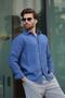 Blue Basic Long Sleeve Men's Shirt E6762