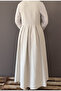 Linen Buttoned Jie Long Vintage Dress Stone White - 4