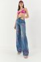 Women's Blue Rose Pattern Colorful Stone Printed High Waist Straight Denim Trousers 1071 60283315 - 2