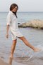 Alice Shirt Collar Brode Embroidered Bikini Top Women's Beach Dress - 4
