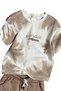 Boy's T-Shirt with Palm Detail and Paradise California Print Beige Shorts Set - 2