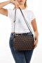 Women's Monogram Patterned Long Strap Cross Shoulder Bag – Brown - 4