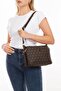 Women's Monogram Patterned Long Strap Cross Shoulder Bag – Brown - 3