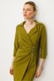 Modailgi Waist Pleated Detailed Three Quarter Sleeve Midi Dress Olive - 2