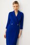 Modailgi Waist Accessory Pocketed Double Breasted Dress Cobalt Blue - 4