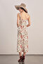 Burgundy Floral Linen Midi Dress - 4