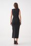 Women's Stretchy Fabric Drape and Slit Design Star Accessory Black Midi Evening Dress 13606 - 4