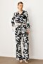 Modailgi Elastic Waist Stripe Detailed Tied Loose Trousers - 10065 Black - 4