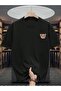Men's Collared Teddy Bear Printed Crew Neck T-Shirt