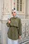 Women's Tie-Up Silk Shirt Khaki Green - 5