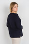 Women's Beaded Embroidered Patterned Long Sleeve Mother Blouse 5737 Navy Blue - 4