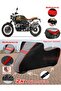 Bmw R Nine t Scrambler Tarpaulin Topcase Compatible Motorcycle Tarpaulin (Grey-Black Red Stitched)