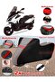 Kymco Downtown 300I Tarpaulin Topcase Compatible Motorcycle Tarpaulin (Grey-Black Red Stitched)
