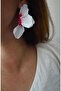 White pink enamel detail half flower model earrings - 2
