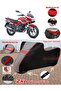Bajaj Discover 150 F Tarpaulin Topcase Compatible Motorcycle Tarpaulin (Grey-Black Red Stitched)
