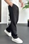 Men's Buttoned Waist Baggy Mold Pleated Trousers Black Edw357 - 3