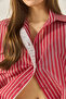 Women's Red Lace Detailed Striped Oversize Modal Shirt 4792 60281050 - 6