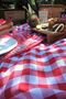 100% Cotton Happy Days Minimal Natural Wooden Bread Basket Tableware and Picnic Set 7 Pcs. - 7