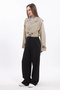 Oversize Short Double-Breasted Cut Belted Trench Coat - Beige - 3