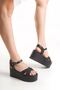 Greenhouse; Women's Black Open Toe and Back, 7.5 cm Wedge Sandals - 3