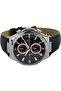 Men's Silver-Black Steel Case Round Dial Leather Band Wrist Watch Quartz Movement Analog Display m - 2