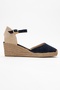 Aldea Navy Blue Suede Genuine Leather Women's Wedge Heel Sandals - 6