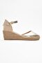 Aldea Gold Genuine Leather Women's Wedge Heel Sandals - 6