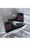 Signed Black Pink Printed Black High Top Sports Shoes Kids Sneaker - 2