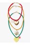 Brand Model Colorful Rope Heart Detail Triple Necklace - 2