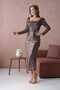 Square Neck Sequined Evening Dress - 3