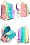 Colorful Striped Pattern Four Compartment School Backpack Lunch Box Pencil Bag 23630Set - 2
