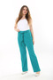 Women's Large Size Green Side Pocket Belted Waist Lycra Classic Pants 65N37568 - 5