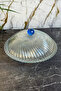 Blue Crystal Footed Cake Jar Plate & Glass Cake Pastry Food Presentation - 2