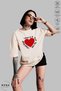 Women's Crew Neck Heart Love Printed Cotton Oversize Short Sleeve T-Shirt