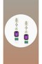 New Model Long Purple Zircon Stone Earrings. Modern and Stylish Long Earrings. Women's Earrings.