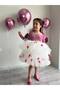 Fuchsia Bow Detail Tutu Dress, Velvet Princess Evening Dress, Children's Birthday Dress + Oversleeves + Buckle - 3