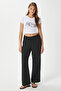 Women's Sasha Cool Texture Waist Elastic Black Palazzo Pants