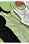 Linea, 2-Piece Green and Black Color, Ribbed Thick Strap, Cotton Women's Undershirt - 3