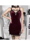 Gothic Vintage Velvet Cross Detail Slit Mini Dress - 2