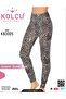 Snow Leopard Patterned Lycra Long Women's Tights - Kb3005 - 2