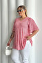 Plus Size V-Neck Short Sleeve Skirt with Exaggerated Print Blouse 98-5 - 4