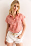 Women's Ivy Rose Dried Patterned Linen Bat Shirt Gml-19001129 - 3