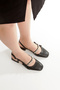 Black Skin Women's Maste Pearl Short Heeled Shoes - 3